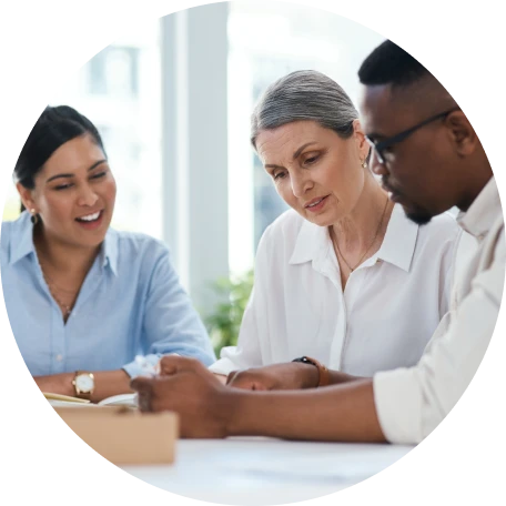 decorative image of adults learning together